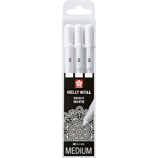 Sakura Gelly Roller Pens, Bright White, Set 3