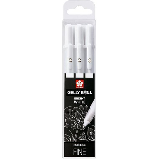 Sakura Gelly Roller Pens, Bright White, Set 3