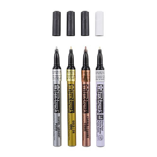 Sakura Pen-Touch Fine Metallic Markers, Set 4