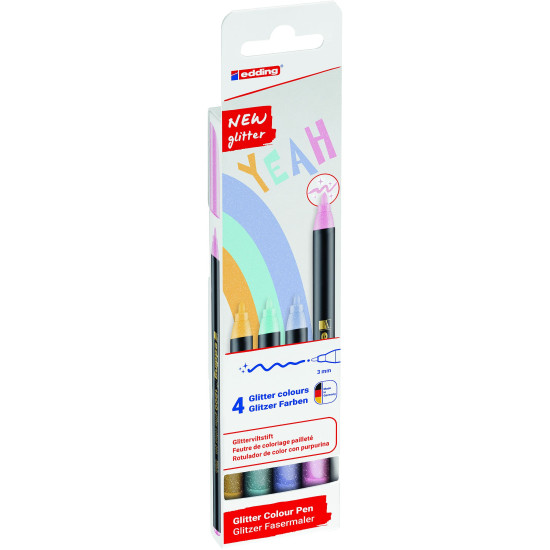 Edding 1200 Glitter Pastel Colour Pens, Set 4