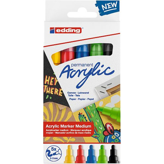 Edding 5100 Acrylic Paint Pens, Medium 2-3mm | Set 5