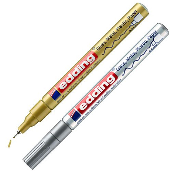Edding 780 Paint Marker Pen, Gold/Silver, Pack 2