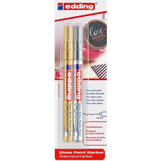 Edding 780 Paint Marker Pen, Gold/Silver, Pack 2