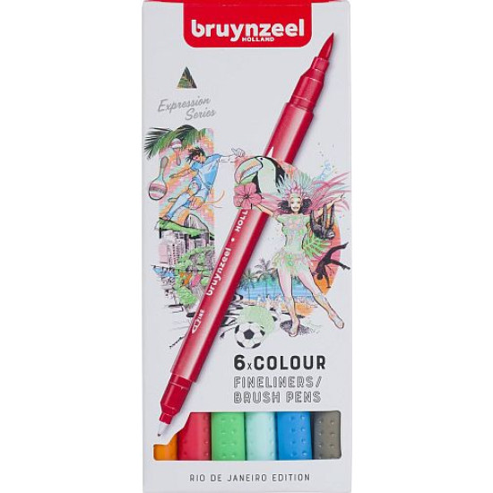 Bruynzeel FineLiner / Brush Pen, Set 6