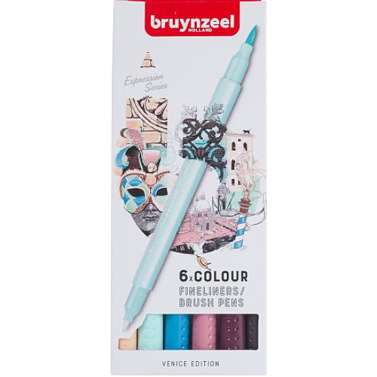 Bruynzeel FineLiner / Brush Pen, Set 6