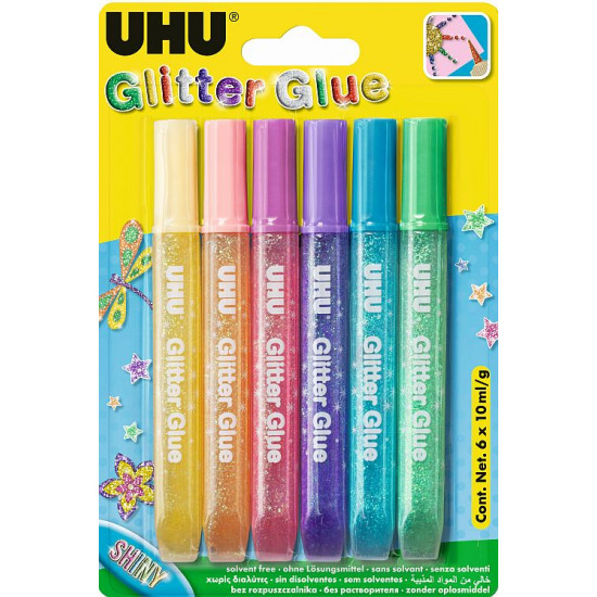 UHU Glitter Glue - Shiny, pack 6